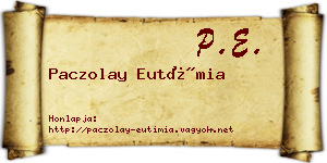 Paczolay Eutímia névjegykártya